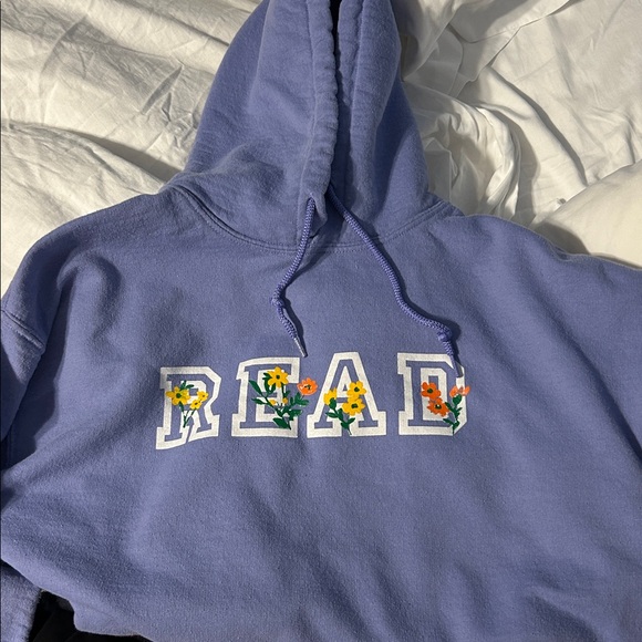 Read Book Lover Medium Lavender Hoodie with floral letters - Picture 6 of 6
